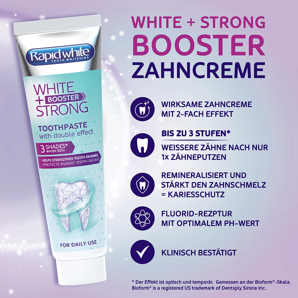 Bild: Rapid White White Strong + Booster Zahncreme