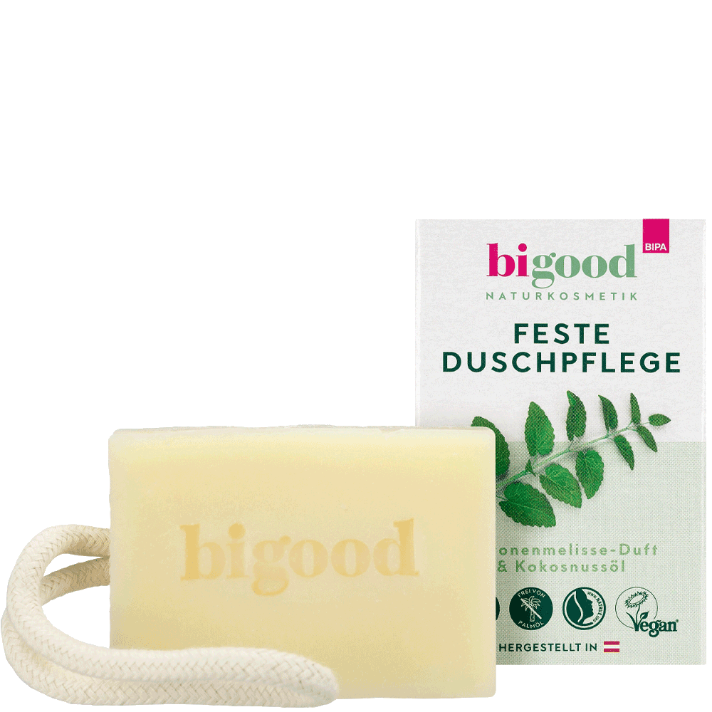 Bild: bi good Feste Duschpflege Zitronenmelisse & Kokosnussöl