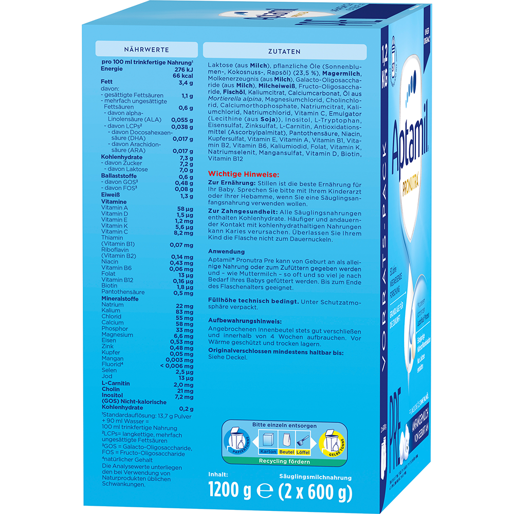 Bild: Aptamil Pre Pronutra, Anfangsmilch