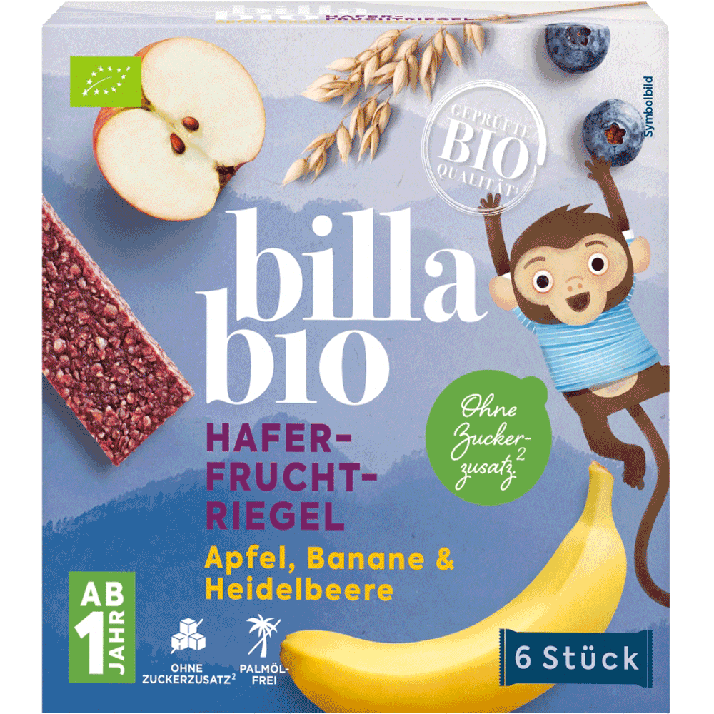 Bild: Billa Bio Babyriegel Apfel, Banane & Heidelbeere 6er