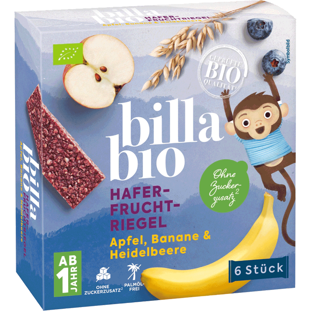 Bild: Billa Bio Babyriegel Apfel, Banane & Heidelbeere 6er