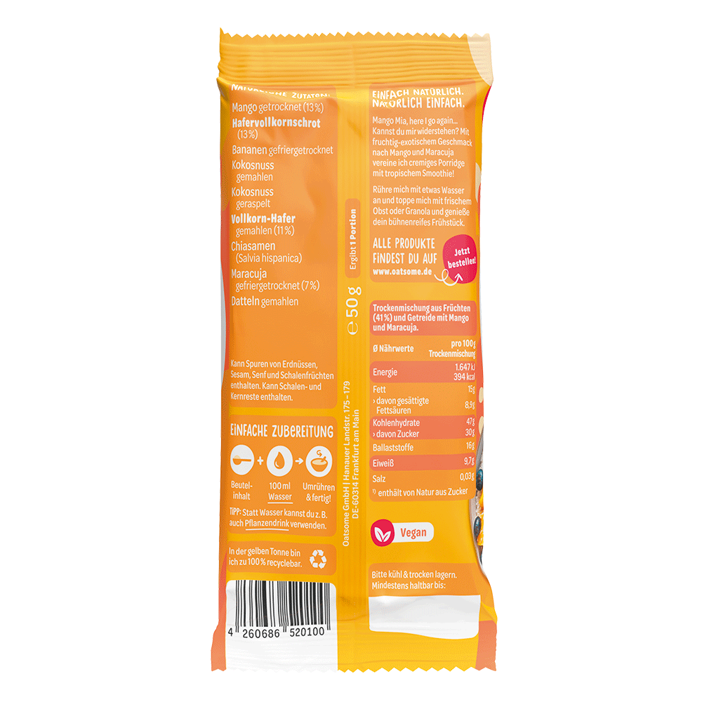 Bild: Oatsome Smoothie Bowl Mango Mia Mango Maracuja 