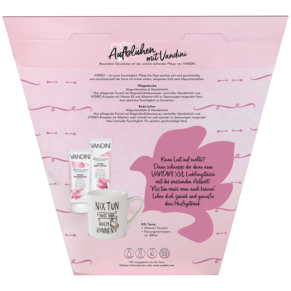 Bild: VANDINI Geschenkset Pflegedusche, Body Lotion und XXL Tasse