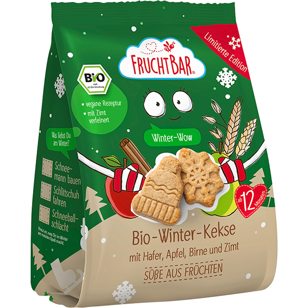 Bild: FruchtBar Bio Winter Kekse mit Hafer, Apfel, Birne und Zimt