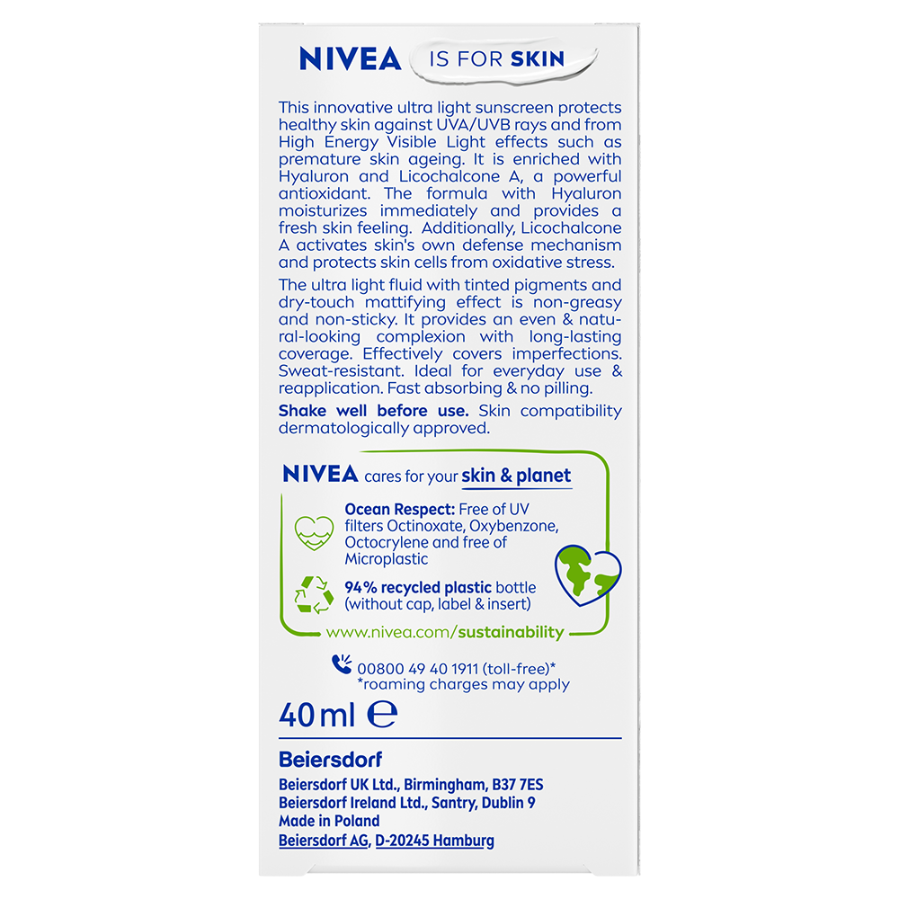 Bild: NIVEA Sun Ultra Light Daily medium getöntes Fluid LSF 50+