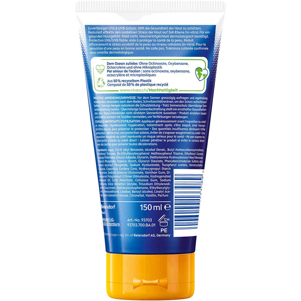 Bild: NIVEA Sun Schutz & Pflege Invisible Finish Sonnencreme LSF 50+ 