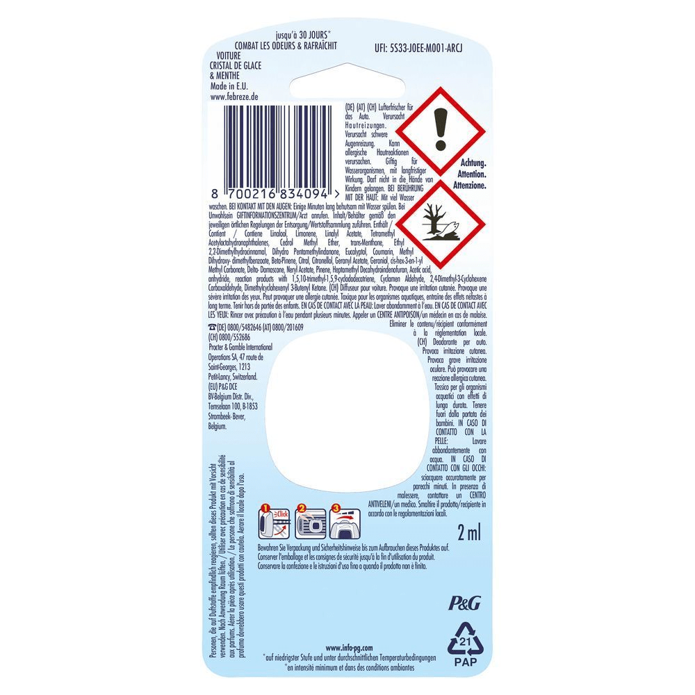 Bild: Febreze Teak & Blaue Minze Auto Lufterfrischer Nachfüller, entfernt Gerüche im Auto