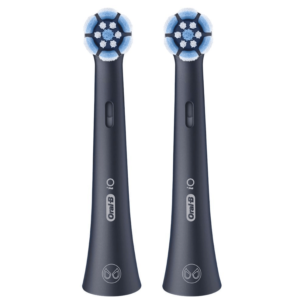 Oral-B iO Aufsteckbürsten, 2er-Pack, mit Marvel Spider-Man Design am Griff.