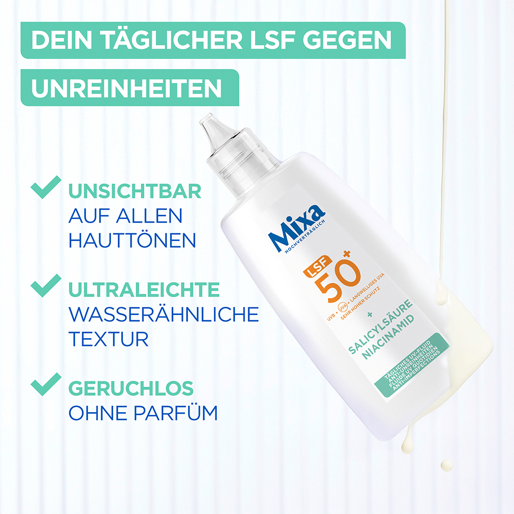 Bild: Mixa Tägliches UV-Fluid LSF50+ Anti-Unreinheiten