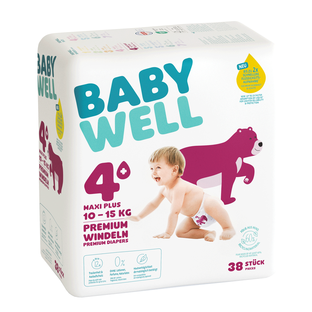 Bild: BABYWELL Premium Windeln Größe 4+, 10-15 kg 