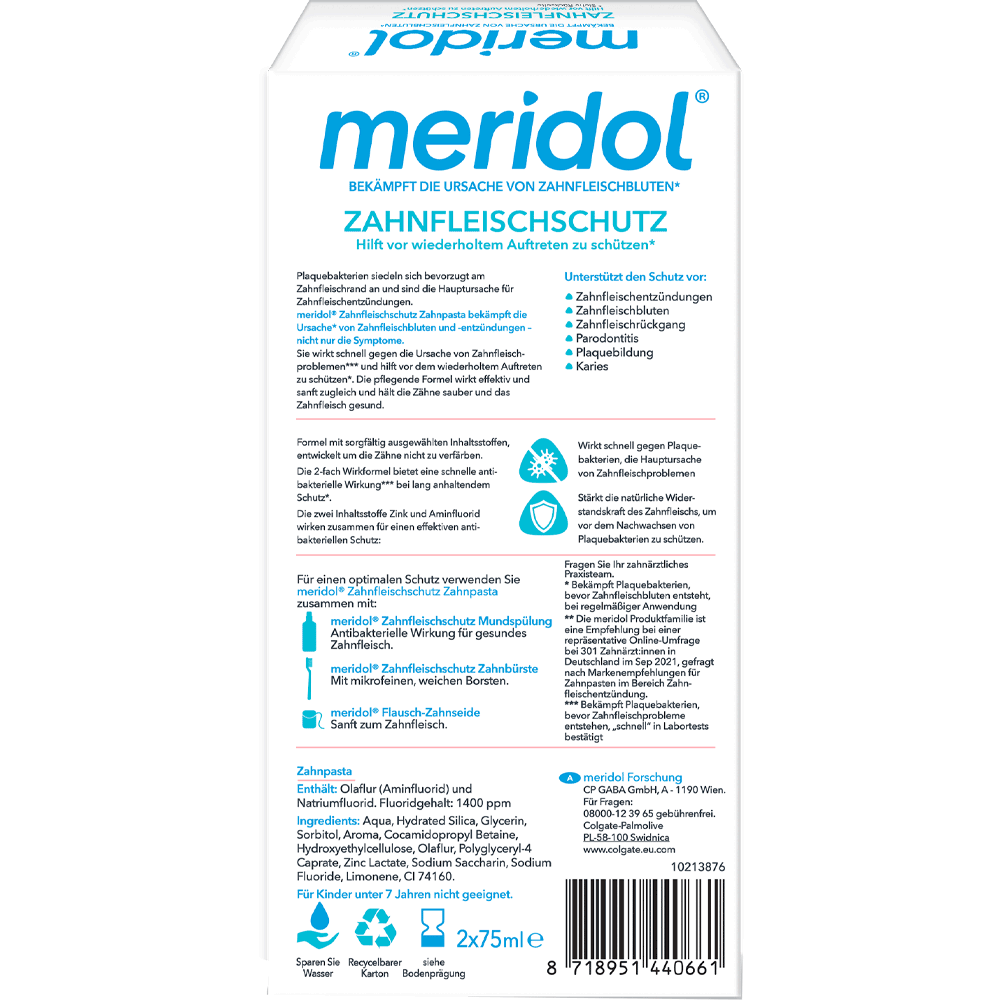 Bild: meridol Zahnpasta Zahnfleischschutz Doppelpack