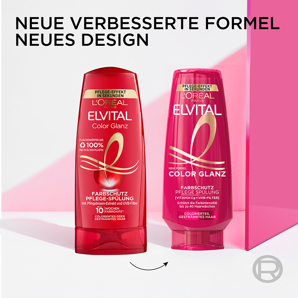 Bild: L'ORÉAL PARIS ELVITAL Color Glanz Farbschutz Pflege Spülung