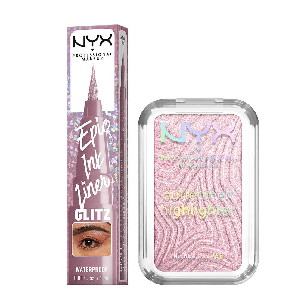 NYX Epic Ink Liner Glitz & Butter Gloss Highlighter – wasserfestes Augen-Make-up & glänzender Teint in Profi-Qualität.