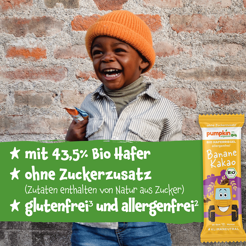 Bild: pumpkin organics Bio Haferriegel Banane Kakao