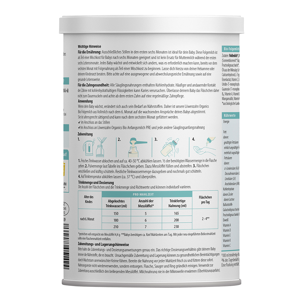 Bild: Löwenzahn organics Bio Folgemilch aus Vollmilch