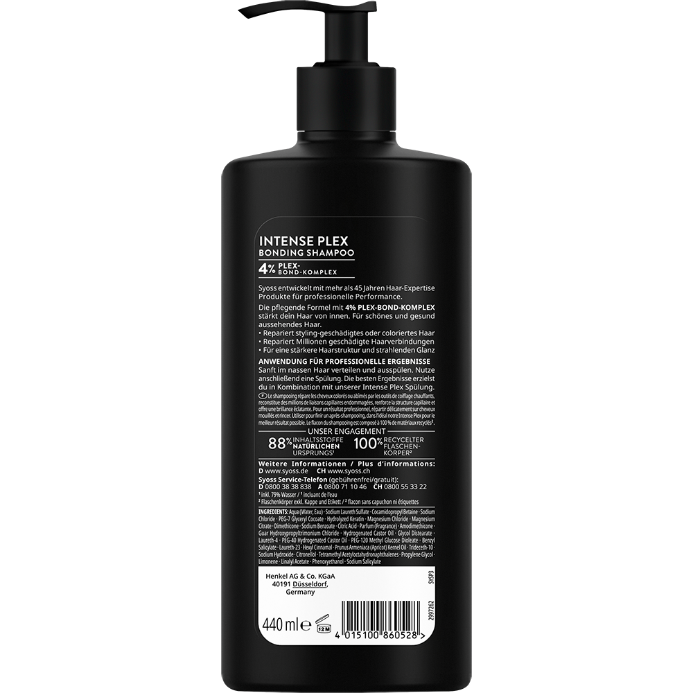 Syoss Intense Plex Bonding Shampoo 440 Ml – Für Stark Geschädigtes Haar