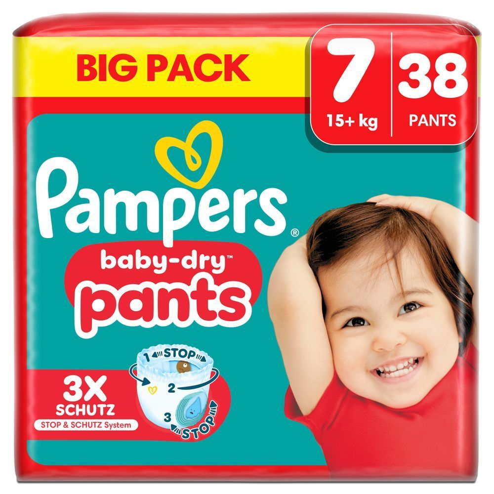 Bild: Pampers Baby-Dry Windelhosen Größe 7, 15kg+, Big Pack 