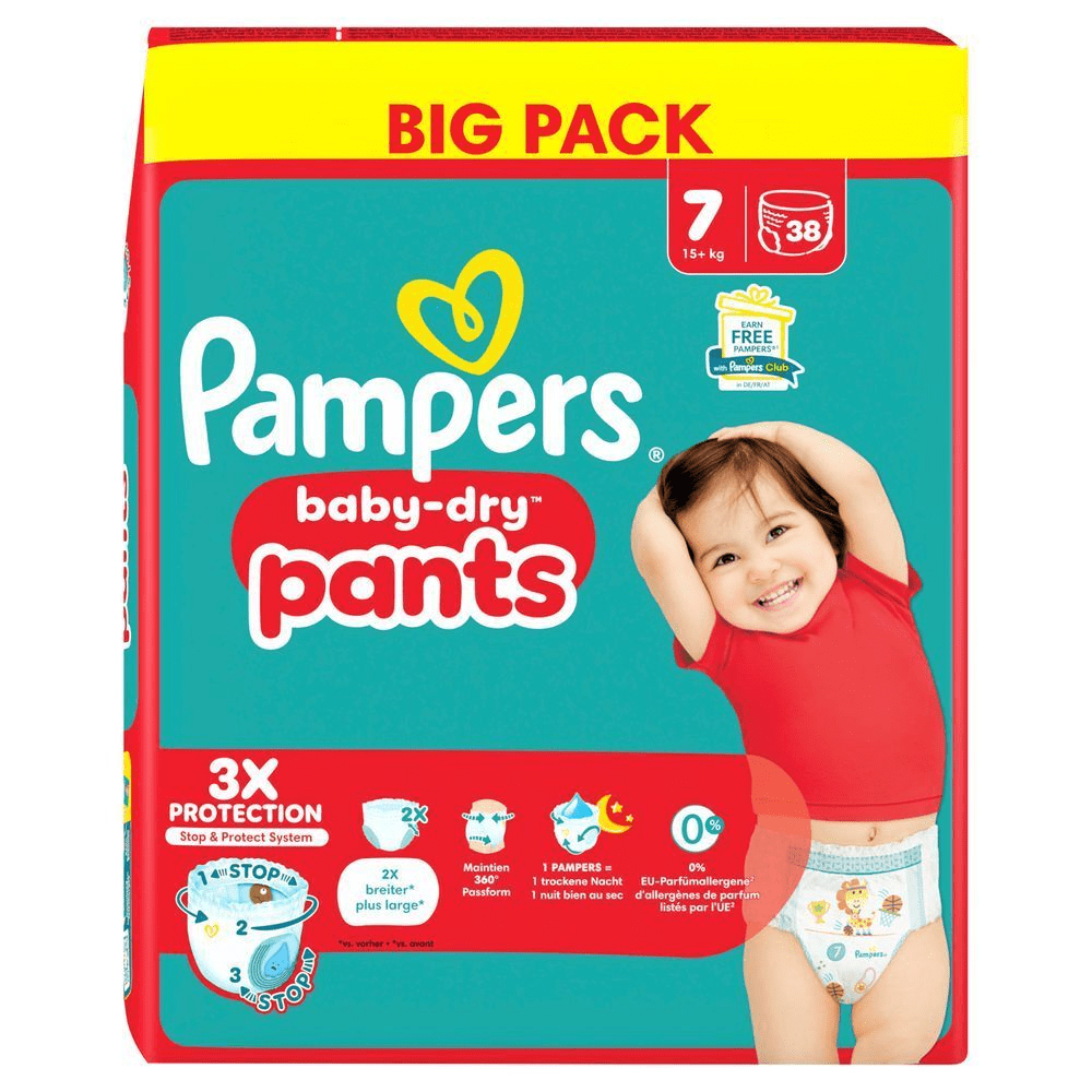 Bild: Pampers Baby-Dry Windelhosen Größe 7, 15kg+, Big Pack 