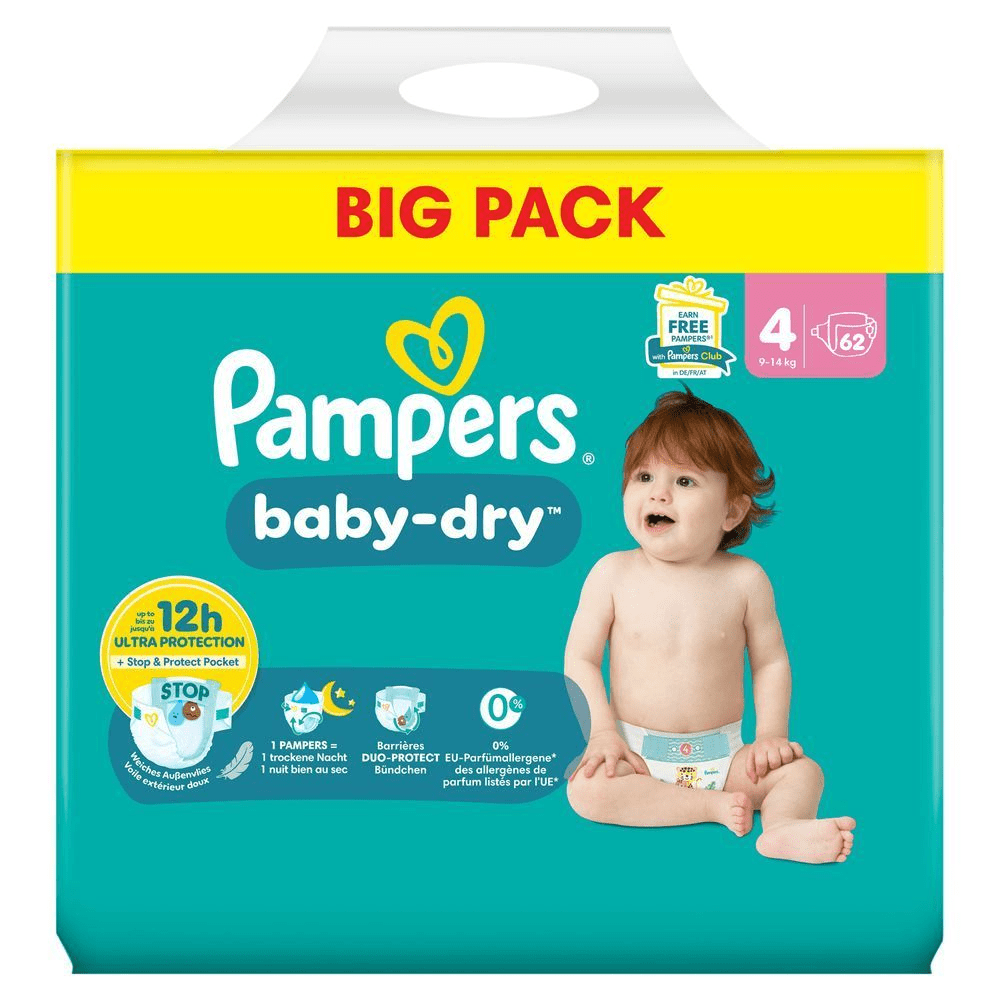 Bild: Pampers Baby-Dry Größe 4, 9kg-14kg, Big Pack