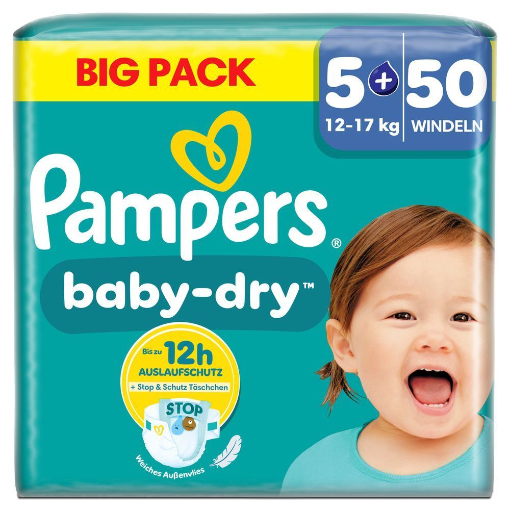 Bild: Pampers Baby-Dry Größe 5+, 12kg-17kg, Big Pack 