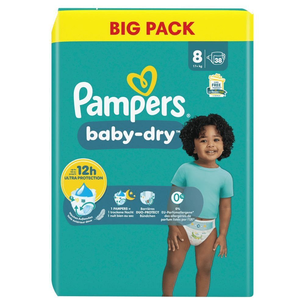 Bild: Pampers Baby-Dry Größe 8, 17kg+, Big Pack