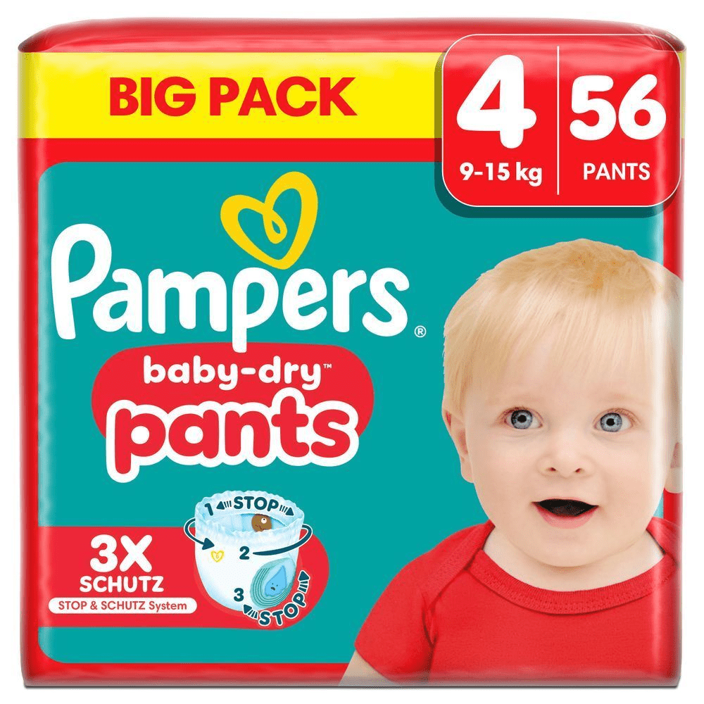 Bild: Pampers Baby-Dry Windelhosen Größe 4, 9kg-15kg, Big Pack