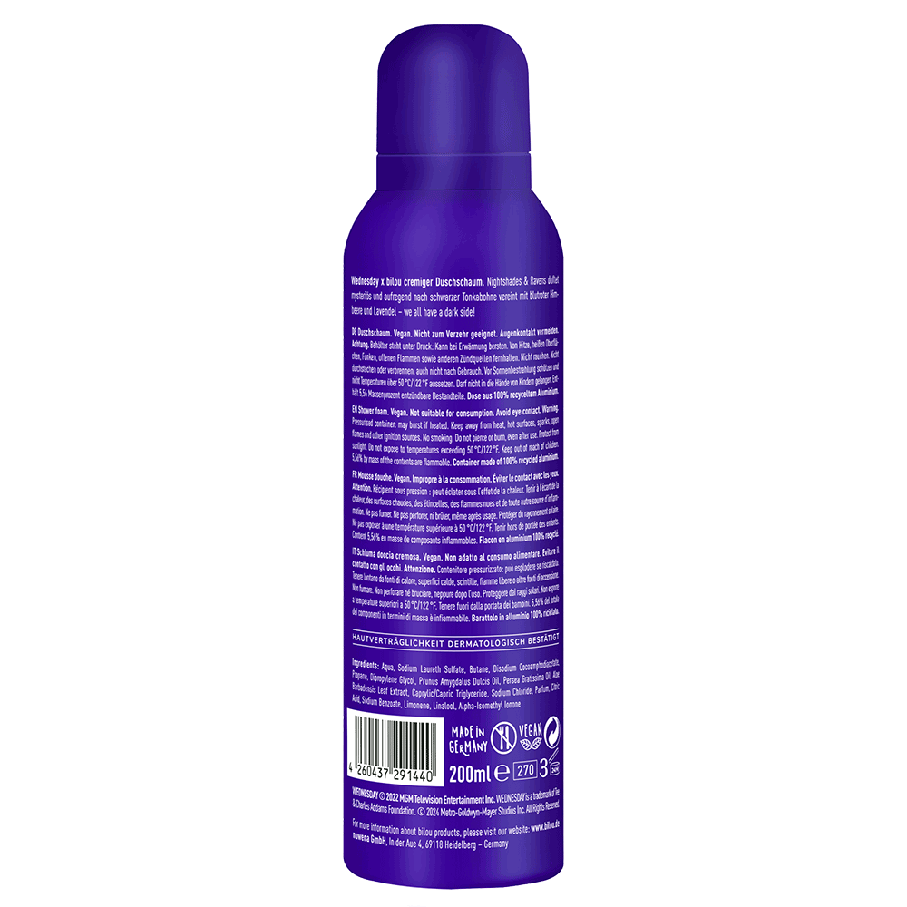 Bild: bilou x Wednesday Duschschaum Nightshades and Ravens