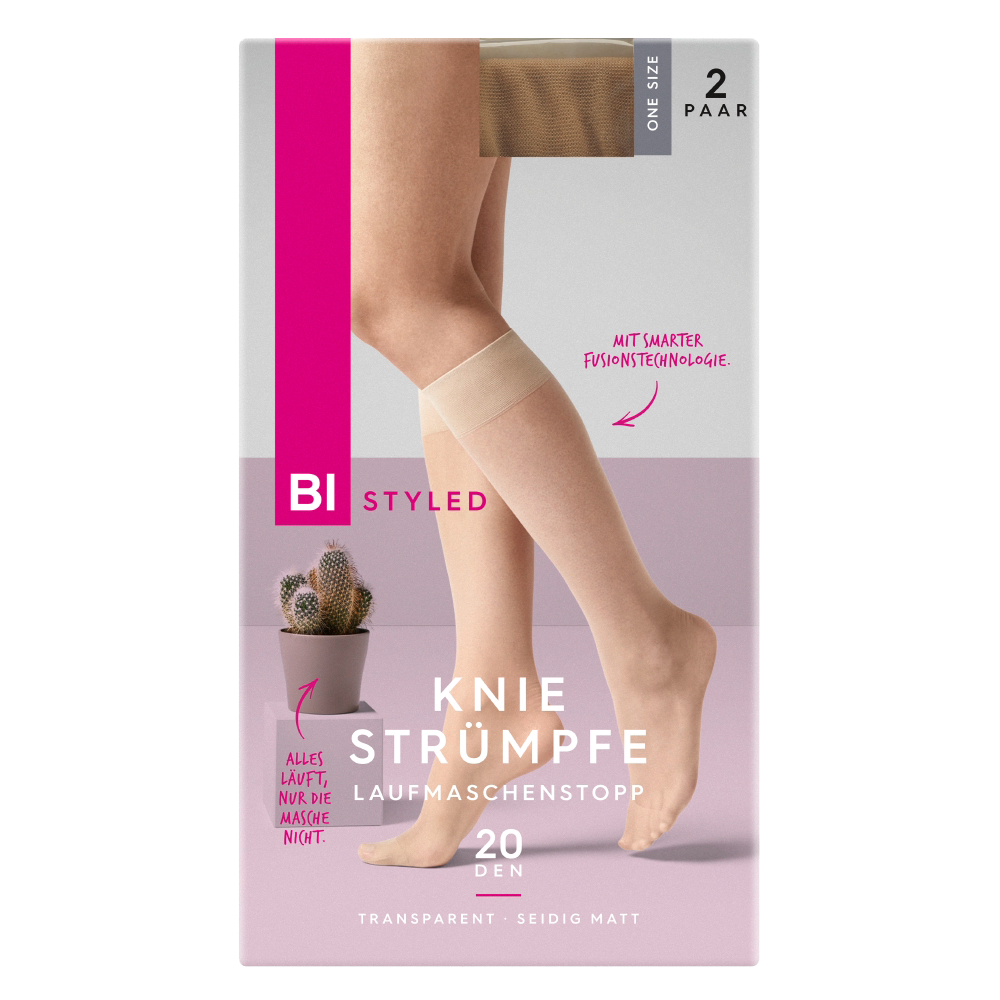 Bild: BI STYLED Kniestrümpfe Laufmaschenstopp 20 DEN Champagner