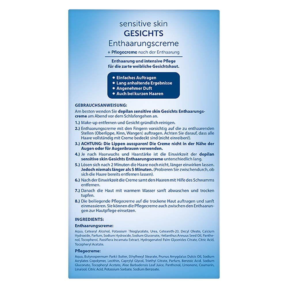 Bild: depilan Sensitive Skin Gesichtsenthaarungscreme