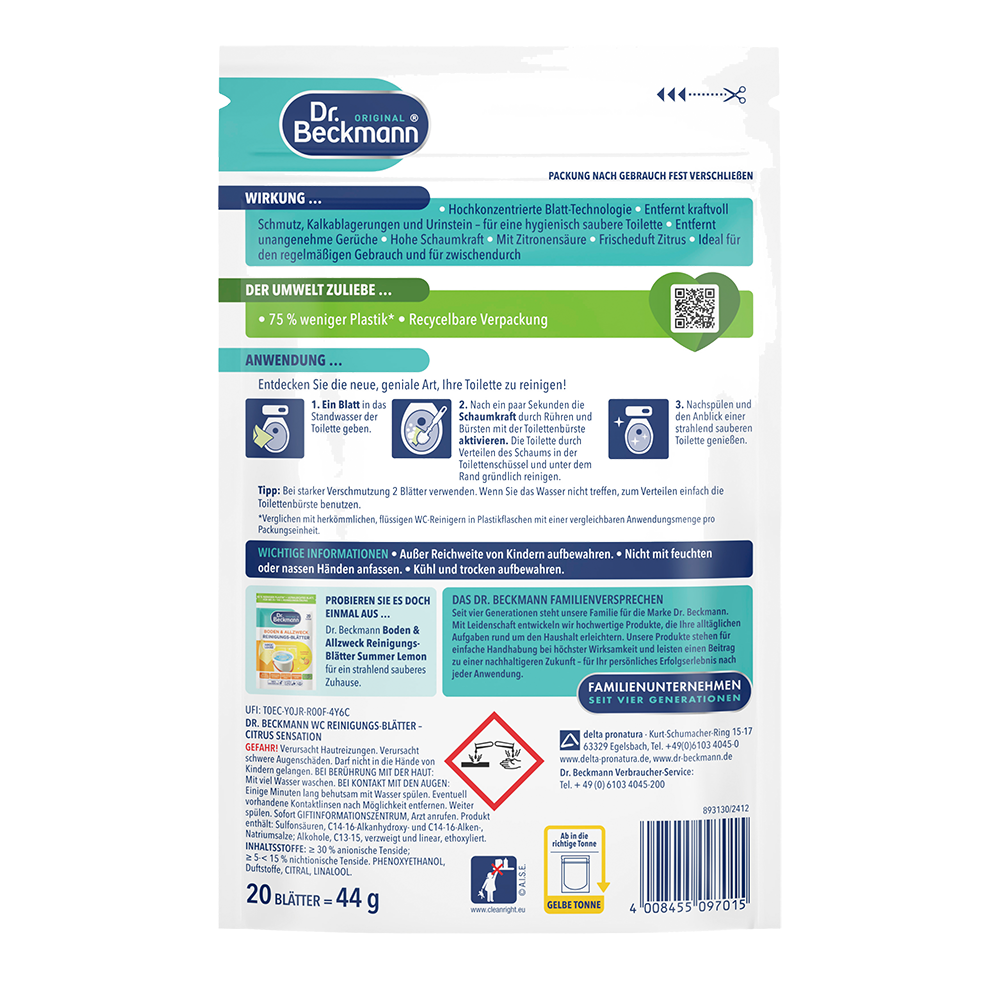 Bild: Dr. Beckmann Magic Leaves WC Reinigungsblätter Citrus Sensation 