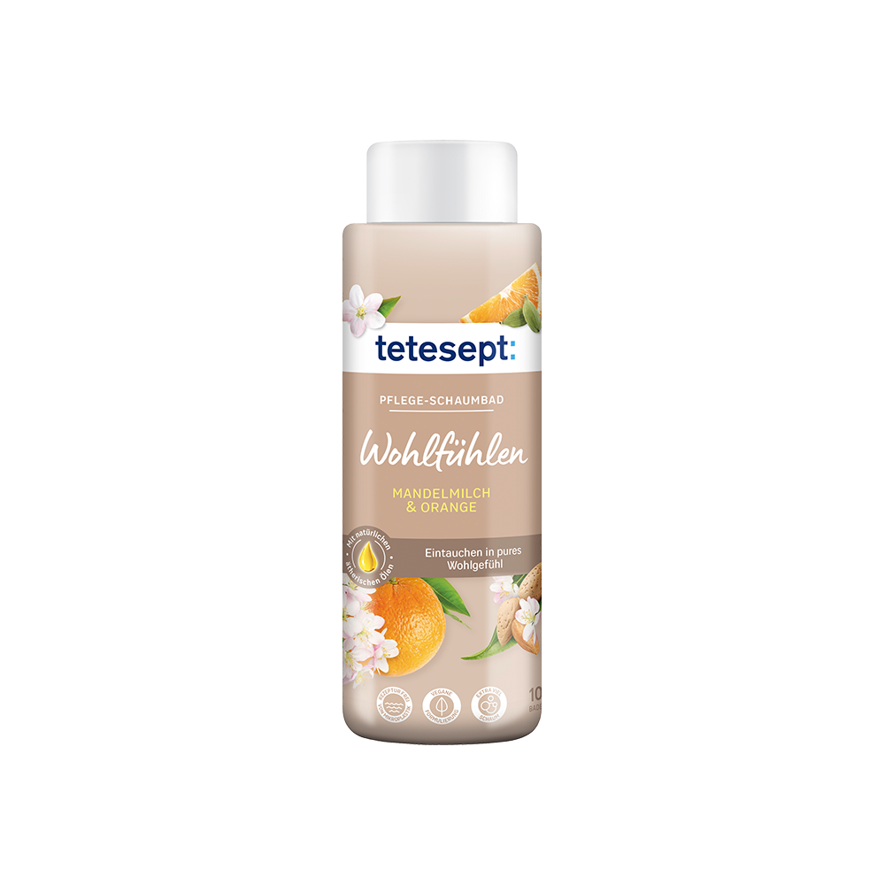 Bild: tetesept: Pflege Schaumbad Wohlfühlen Mandelmilch und Orange 