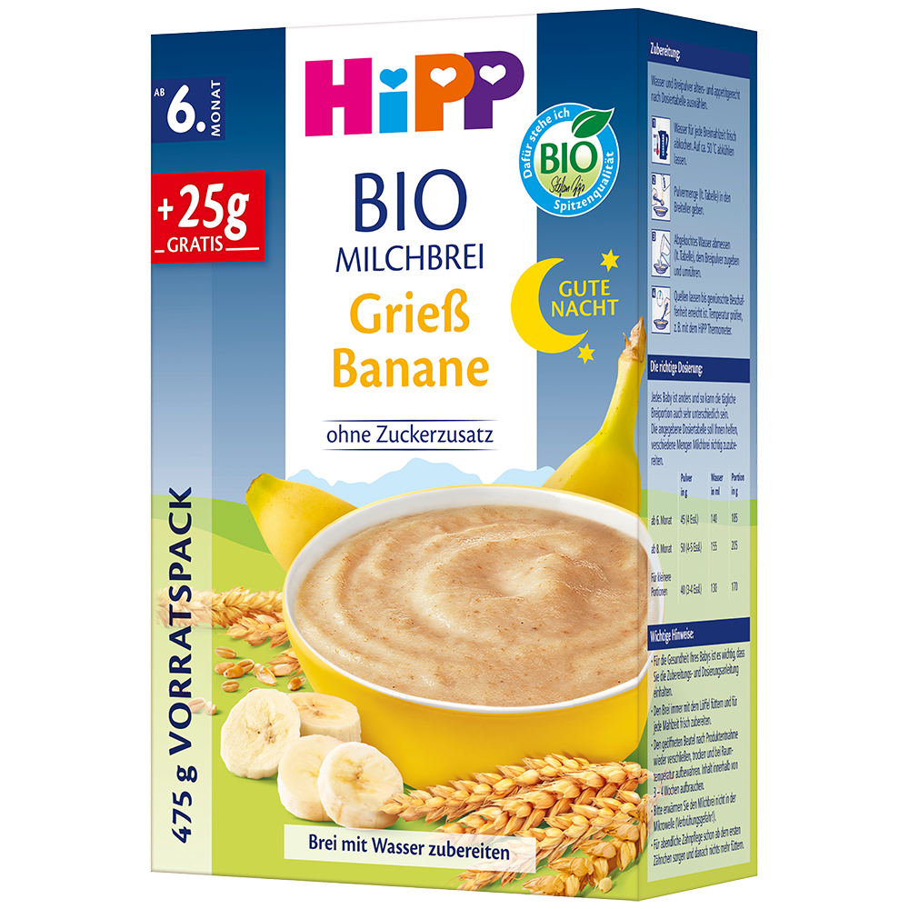 Bild: HiPP Bio Milchbrei Grieß Banane 