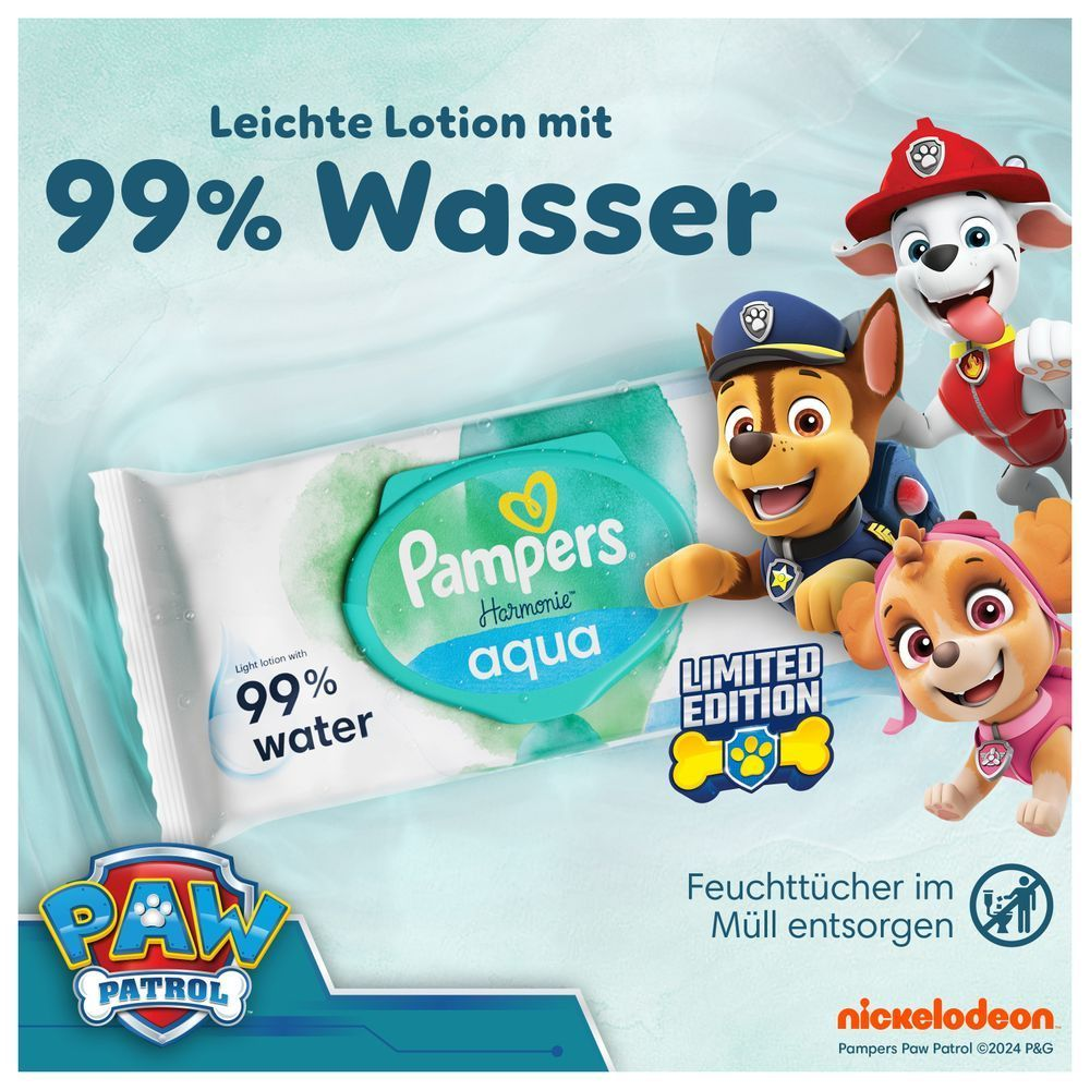 Bild: Pampers Harmonie Aqua Baby-Feuchttücher 3x48