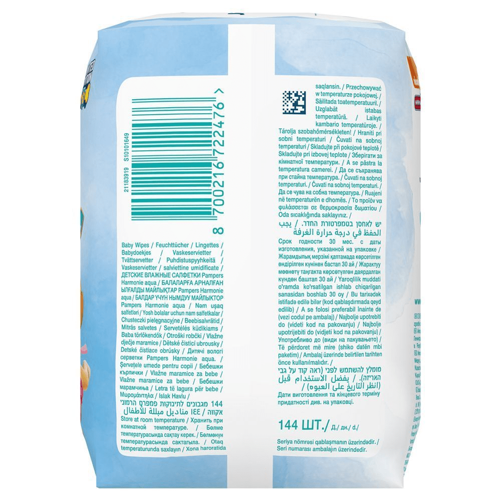 Bild: Pampers Harmonie Aqua Baby-Feuchttücher 3x48