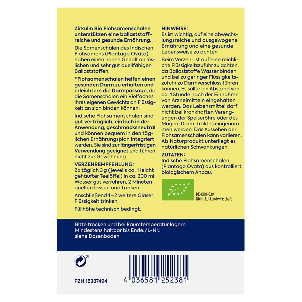 Bild: Zirkulin Bio Flohsamen Schalen