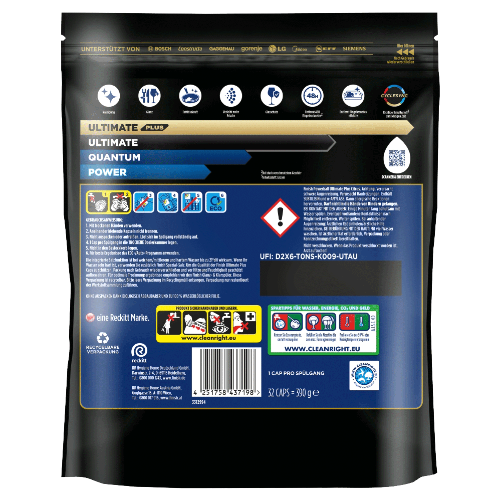 Bild: finish Powerball Ultimate Plus Geschirrspültabs 
