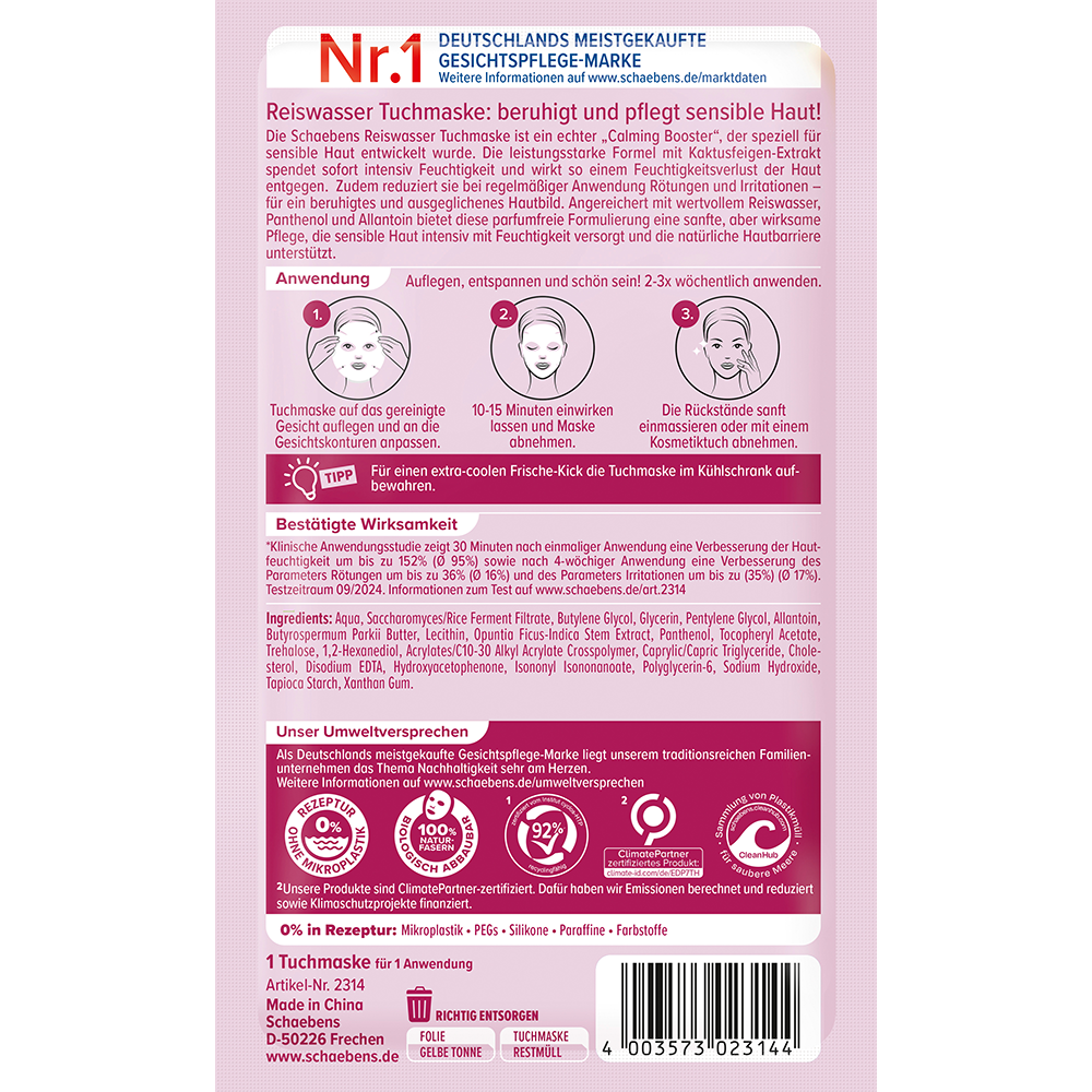 Bild: Schaebens Reiswasser Tuchmaske