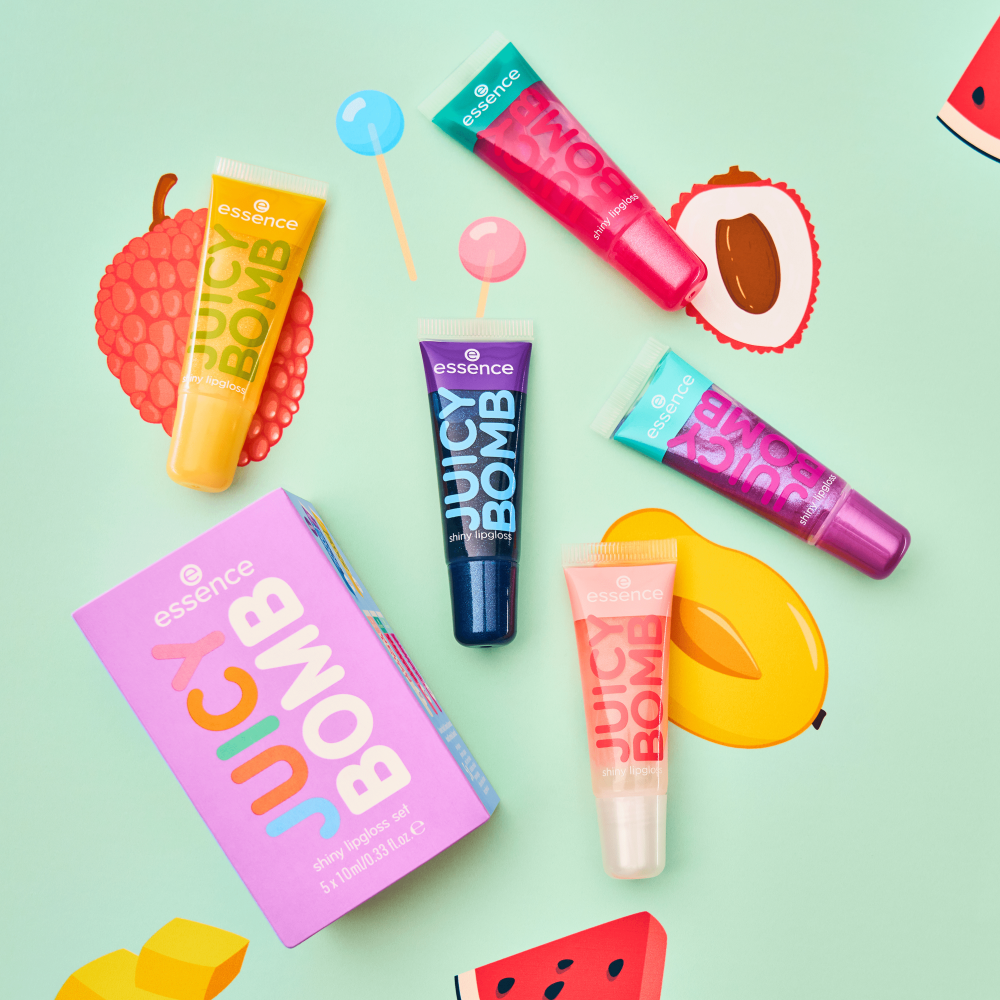 Bild: essence JUICY BOMB shiny lipgloss Glowy Gummy