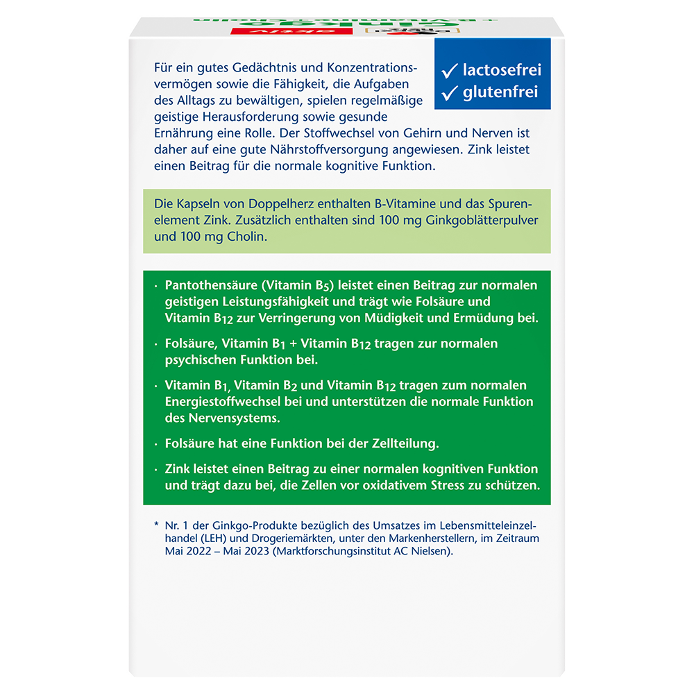Bild: DOPPELHERZ Ginkgo + B-Vitamine + Cholin