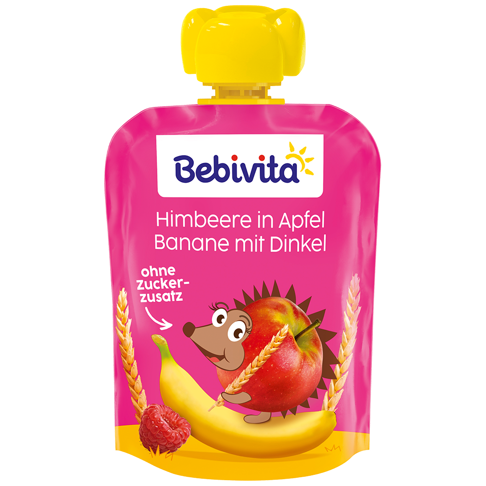 Bild: Bebivita Quetschie Himbeere in Apfel Banane mit Dinkel
