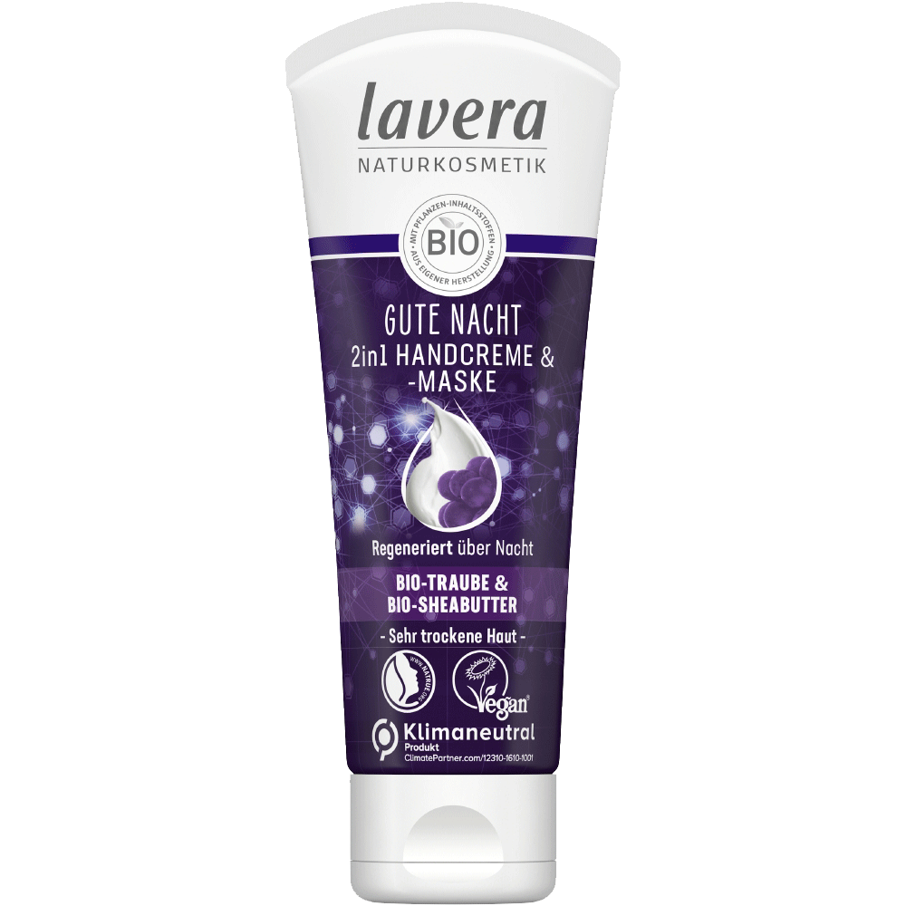 Bild: lavera Gute Nacht 2 in 1 Handcreme- und Maske Traube & Bio Sheabutter