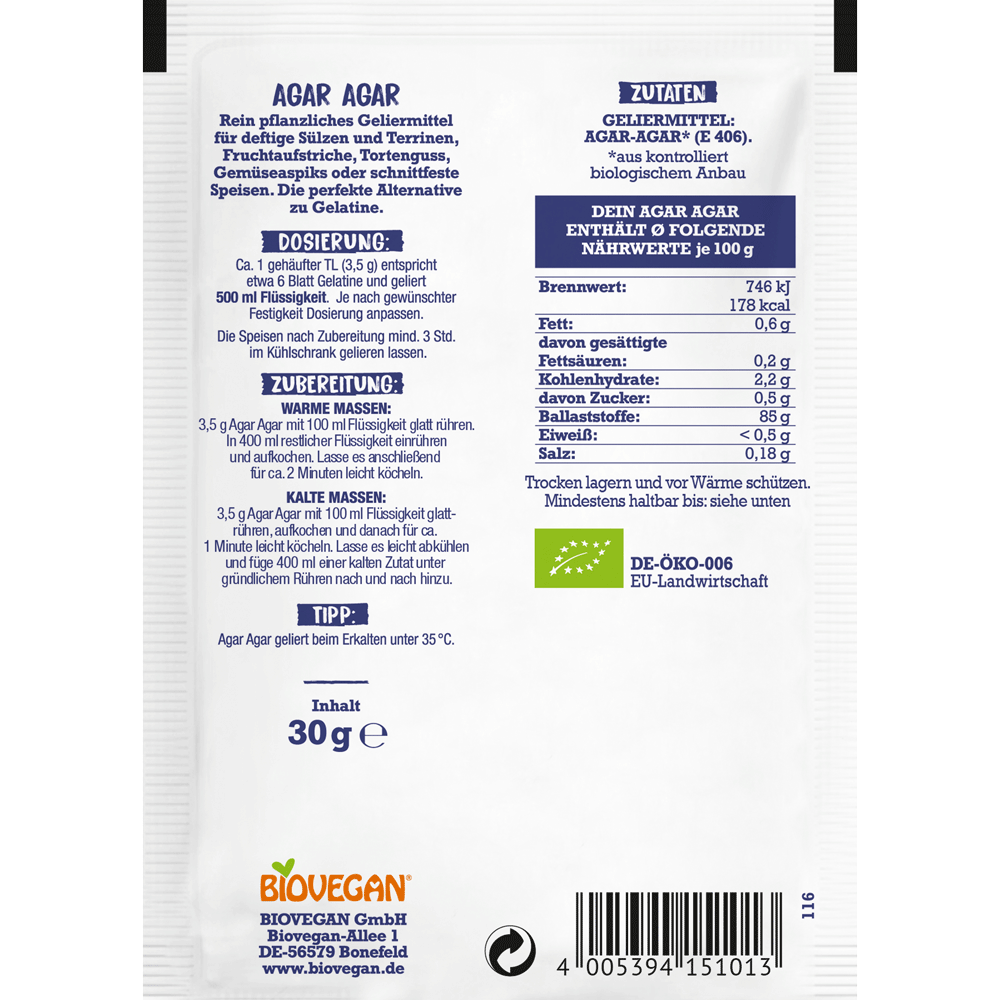 Bild: Biovegan Mein Agar Agar Pflanzliches Geliermittel