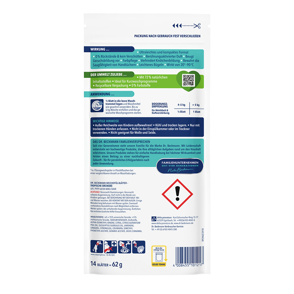 Bild: Dr. Beckmann Weichspül Blätter Tropische Orchidee 