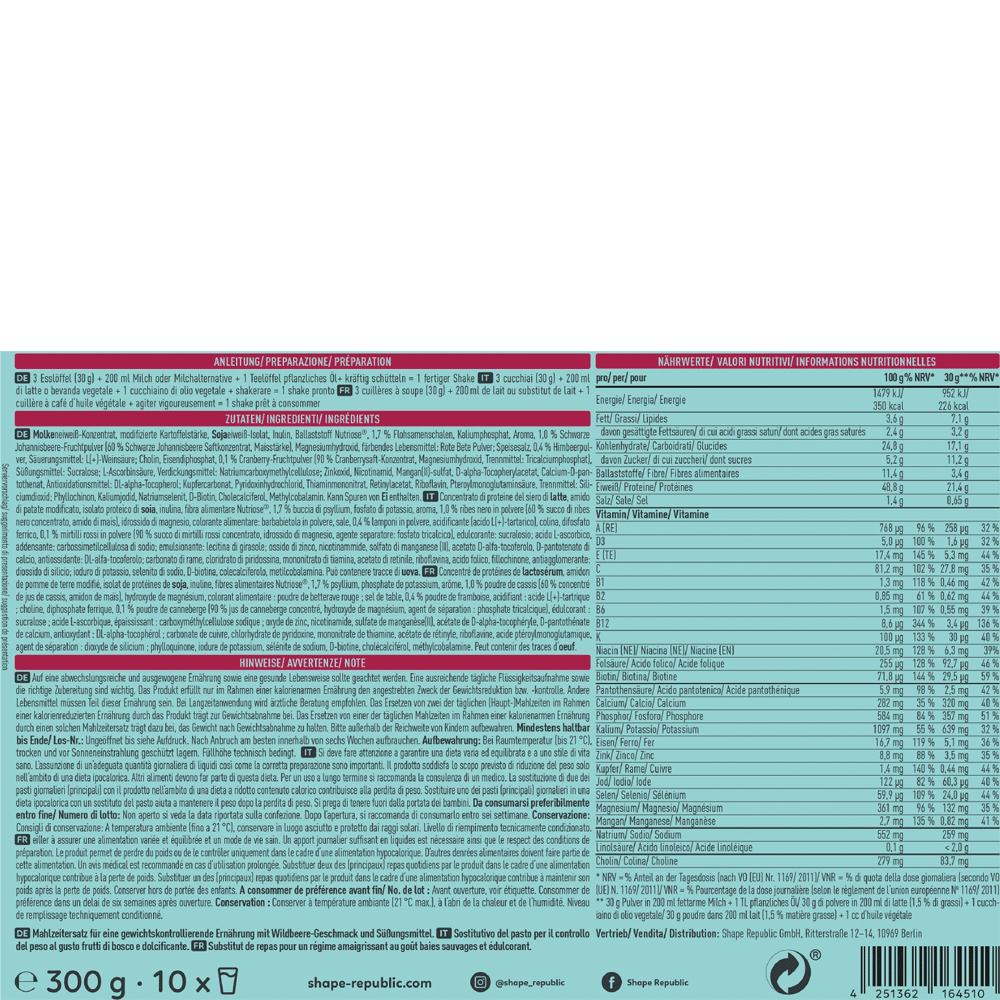 Bild: SHAPE REPUBLIC Beauty Slim Shake Wildbeere