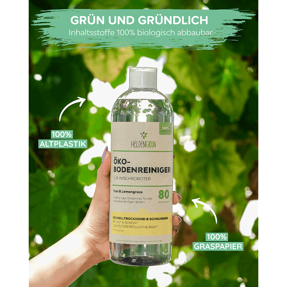 Bild: Heldengrün Bodenreiniger für Wischroboter Lemongrass