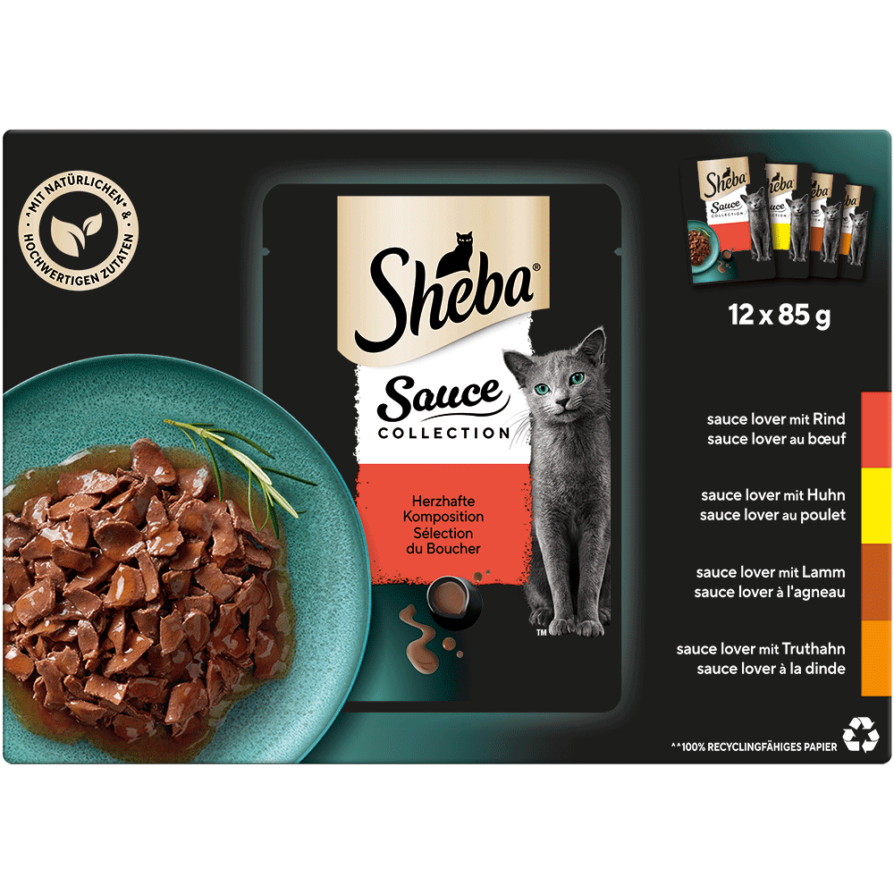 Bild: Sheba Sauce Collection Herzhafte Komposition mit Rind, Huhn, Lamm und Truthahn