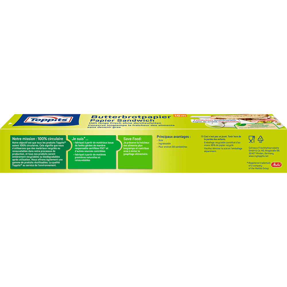 Bild: Toppits Butterbrotpapier Papier Sandwich