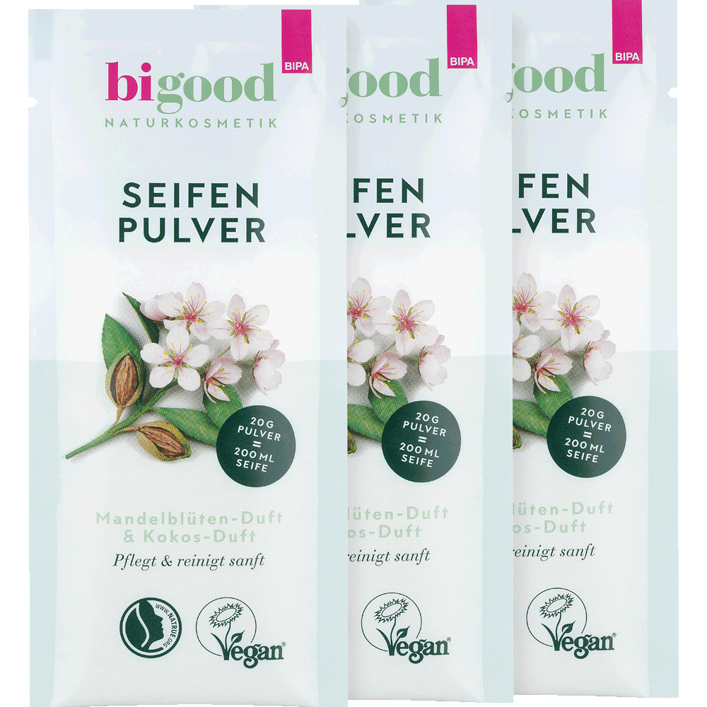 Bild: bi good Seifenpulver Refill-Set Mandelblüten & Kokos-Duft