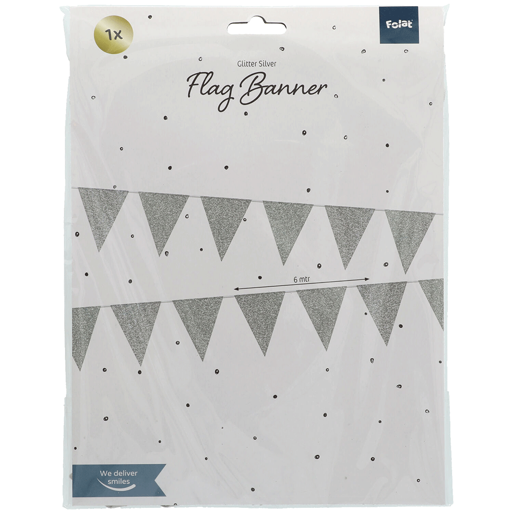 Bild: Folat Silber Girlande Wimpelkette 6 Meter