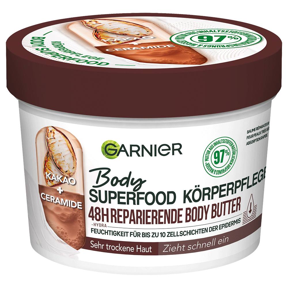 Bild: GARNIER Body Superfood Körperpflege 48h reparierende Body Butter
